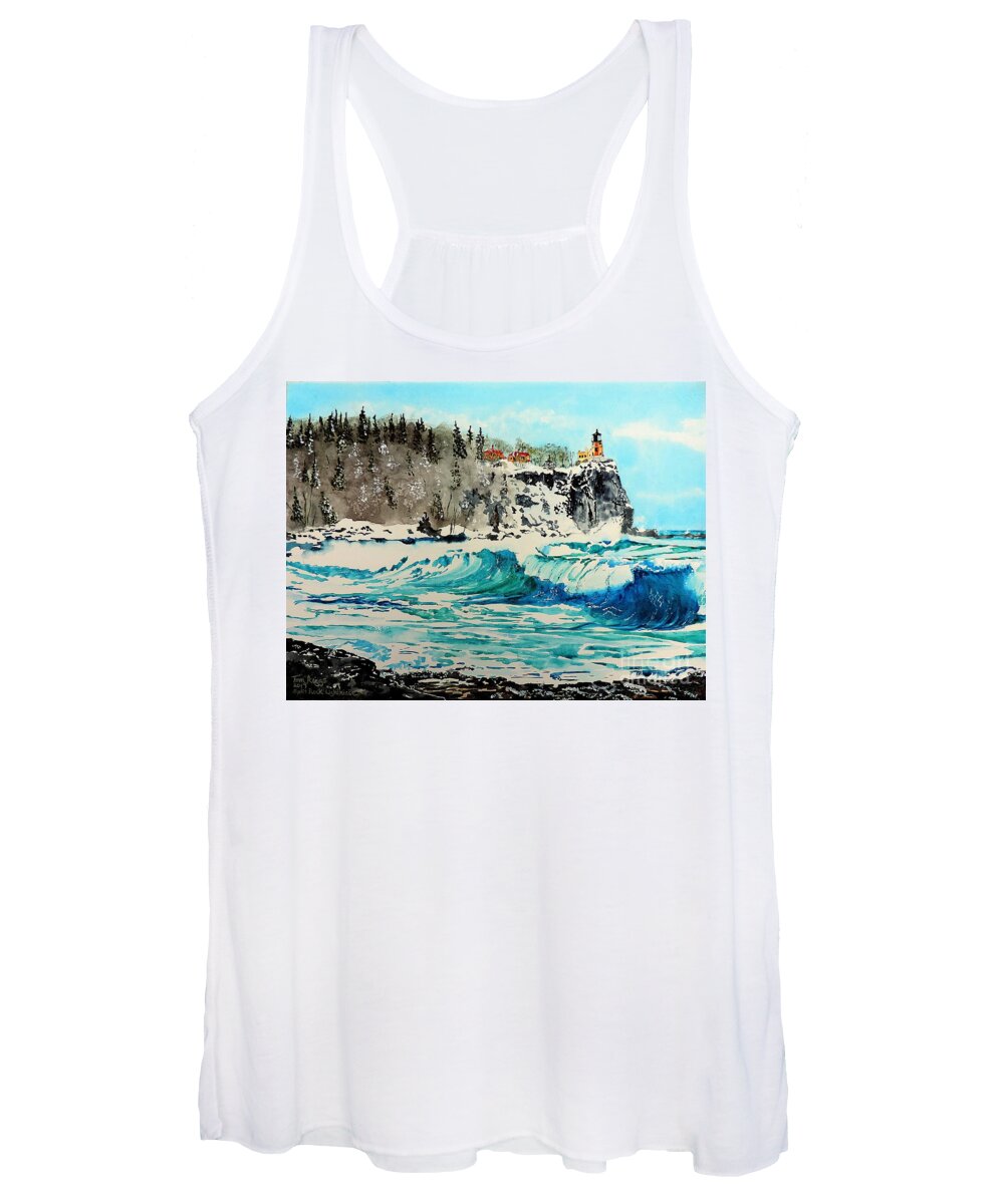 Split Rock Women's Tank Top featuring the painting Rough Water at Split Rock by Tom Riggs