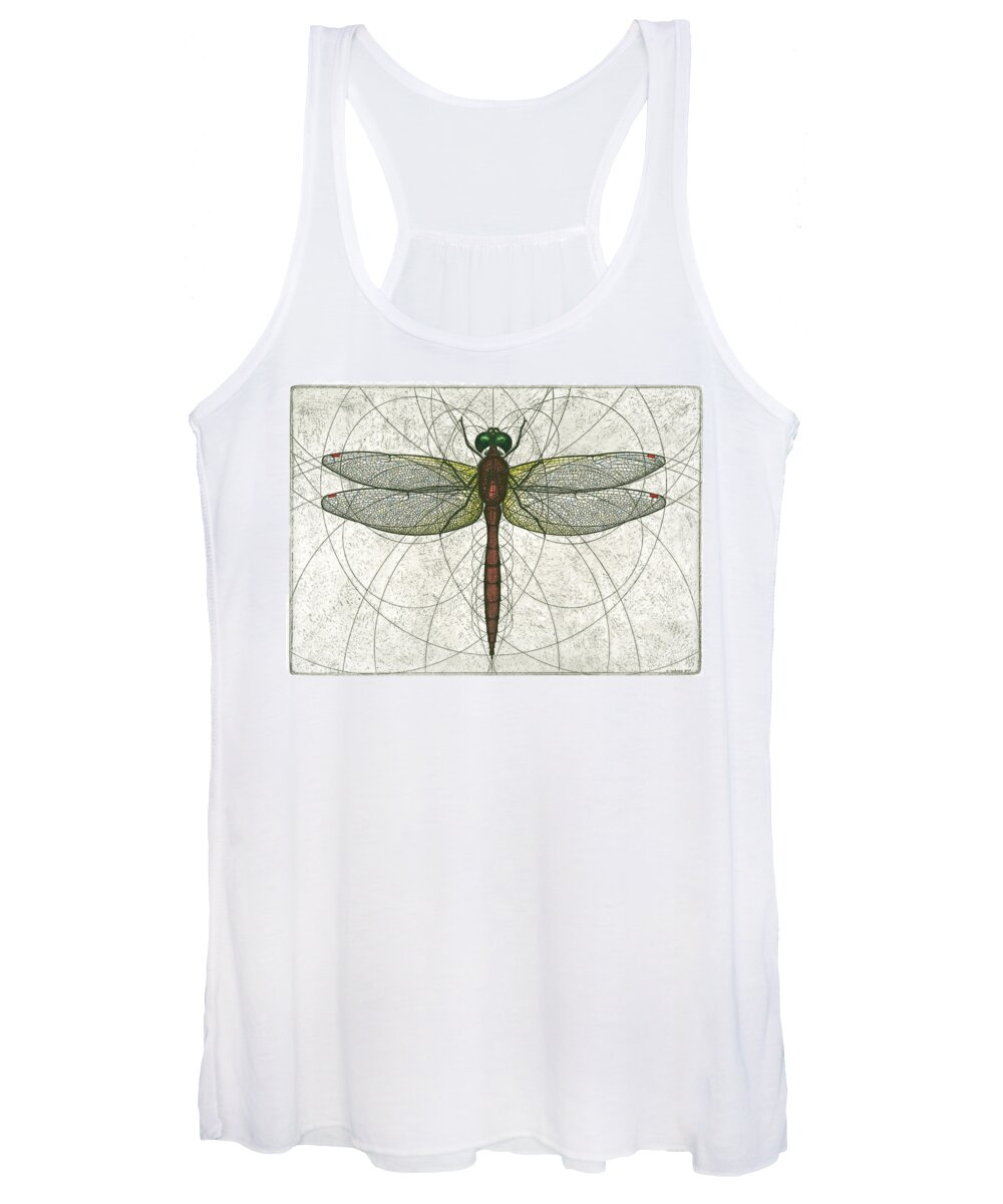 Ruby Women's Tank Top featuring the painting Ruby Meadowhawk Dragonfly by Charles Harden