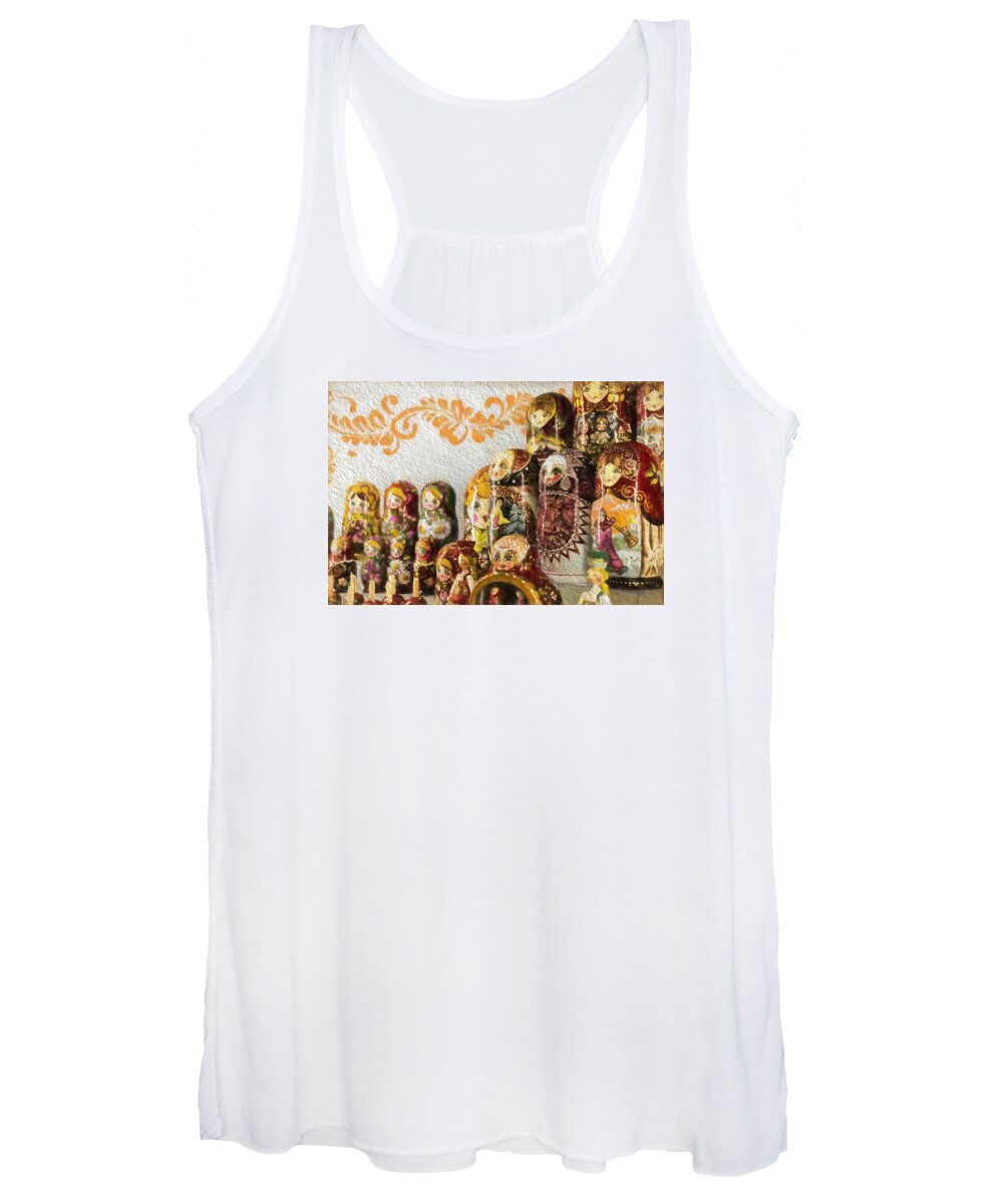 Matreshka Women's Tank Top featuring the photograph Classic Russian Puzzle Dolls by John Williams
