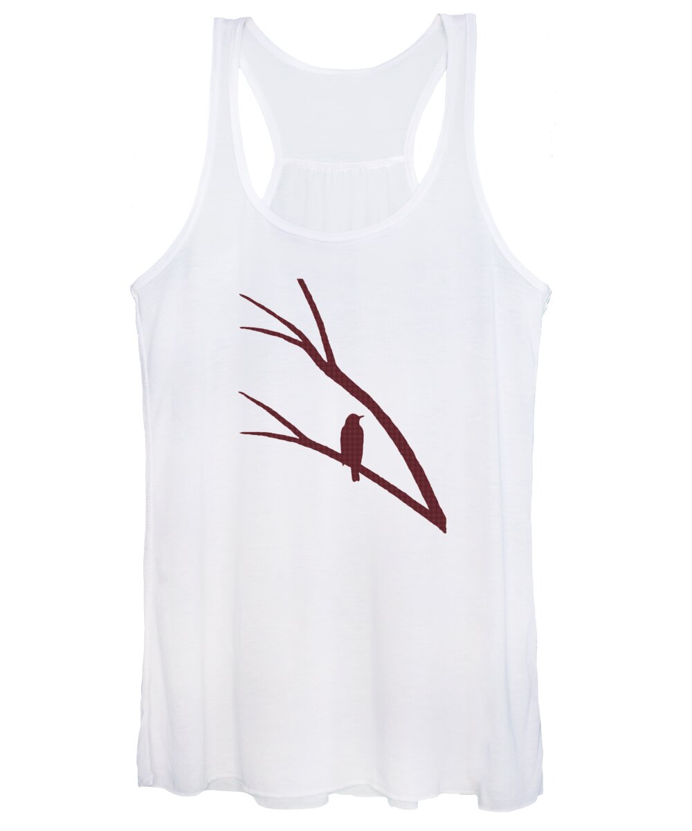 Birds Women's Tank Top featuring the mixed media Burgundy Bird Silhouette by Christina Rollo