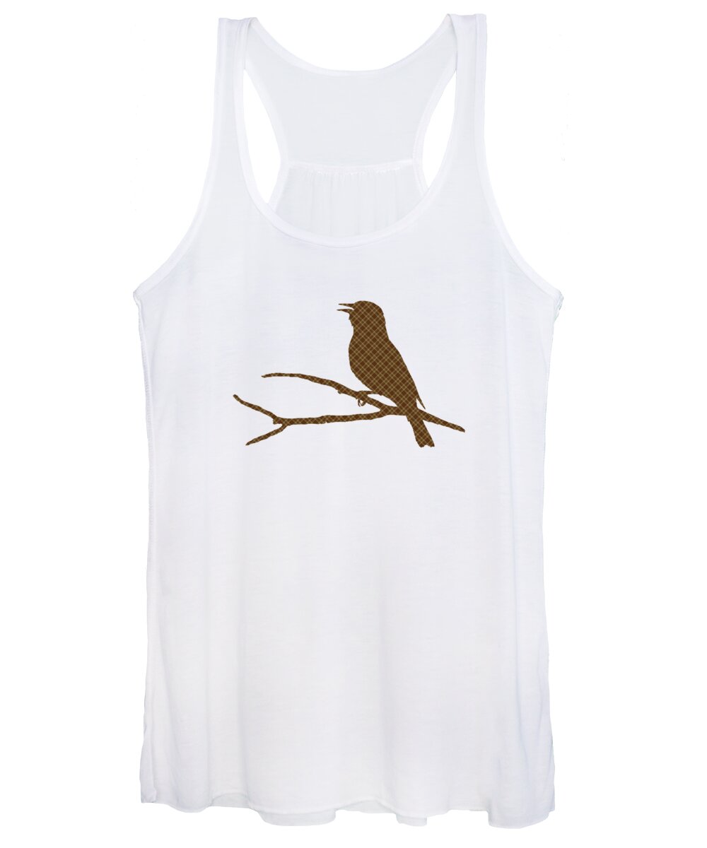 Bird Women's Tank Top featuring the mixed media Brown Bird Silhouette by Christina Rollo