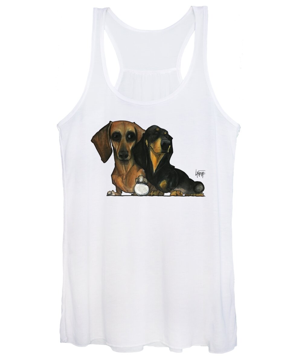 Pet Portrait Women's Tank Top featuring the drawing Sadlowski 7-1485 by Canine Caricatures By John LaFree