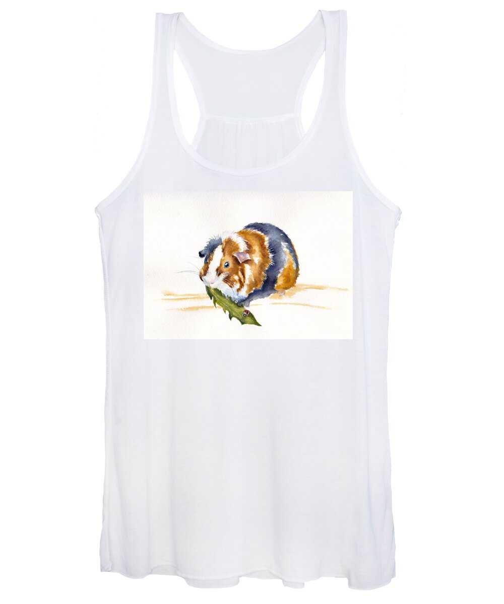 Abyssinian Guinea Pig Women's Tank Top featuring the painting Guinea Pig - Salad Days by Debra Hall