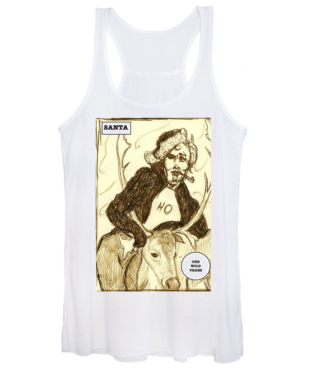 Drawing Women's Tank Top featuring the drawing Santa the wild years by Todd Peterson