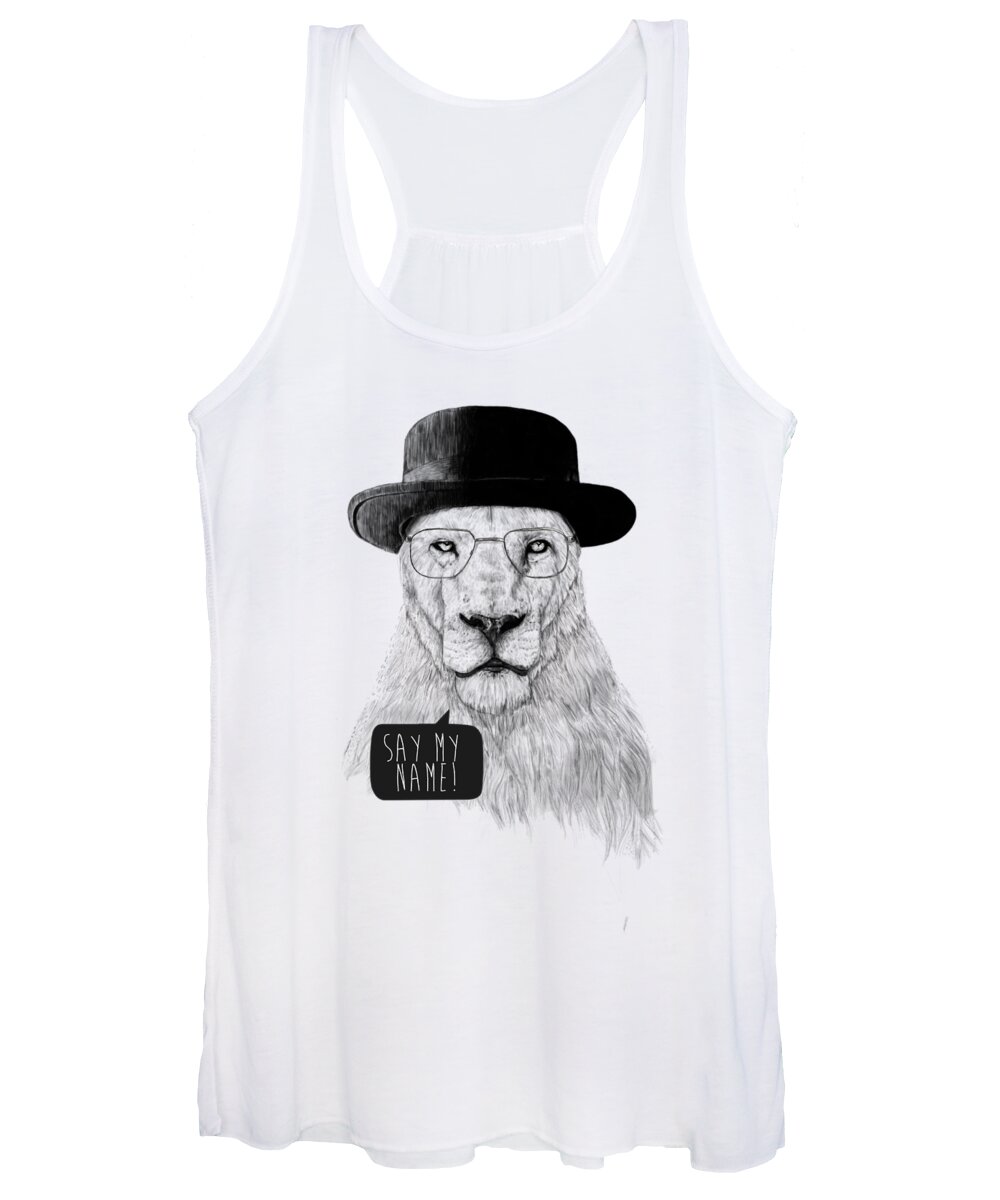 Lion Women's Tank Top featuring the mixed media Say my name by Balazs Solti