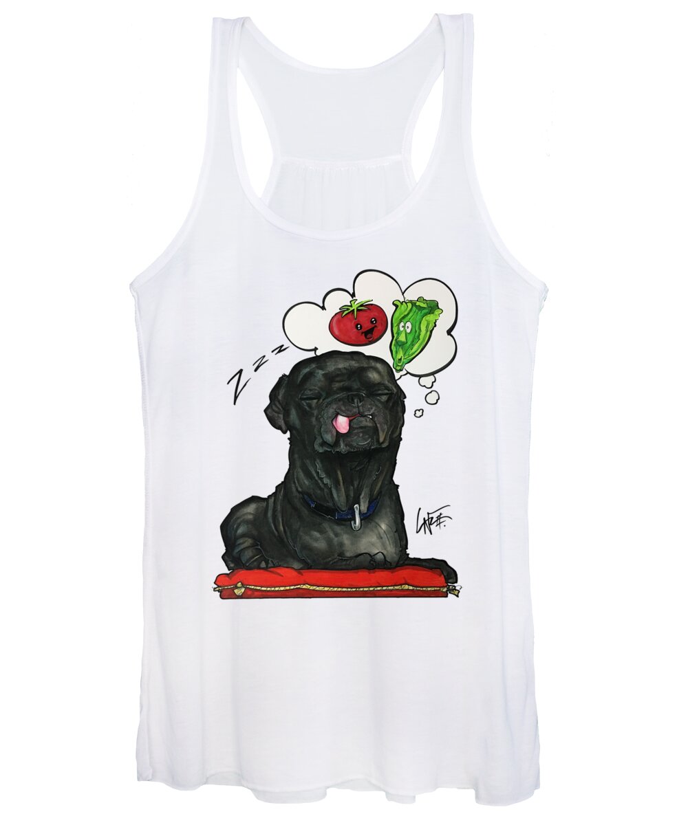 Pug Women's Tank Top featuring the drawing Scariano 3833 by Canine Caricatures By John LaFree
