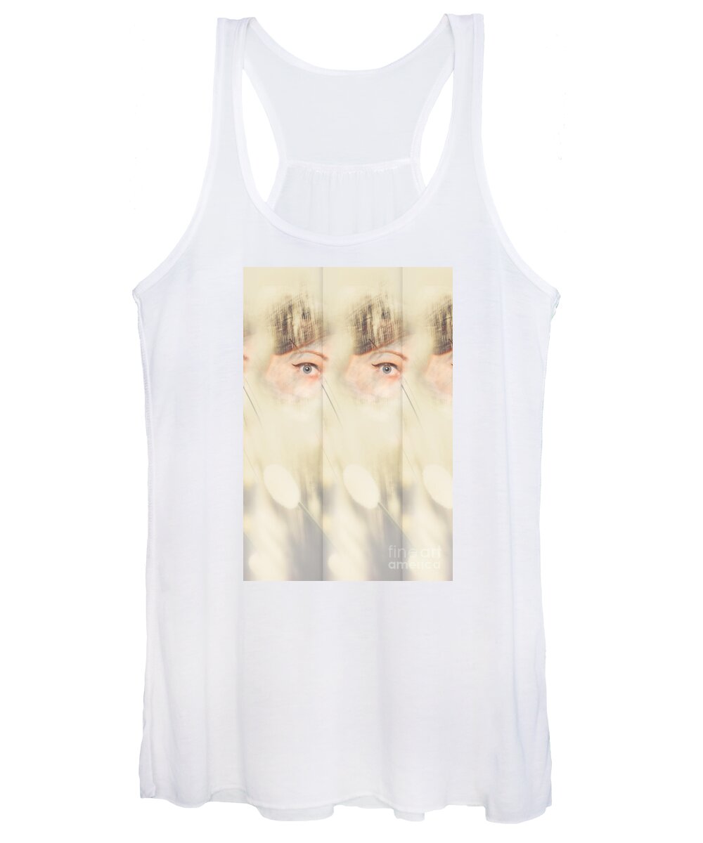 Beauty Women's Tank Top featuring the digital art Scrying parallel lives by Jorgo Photography