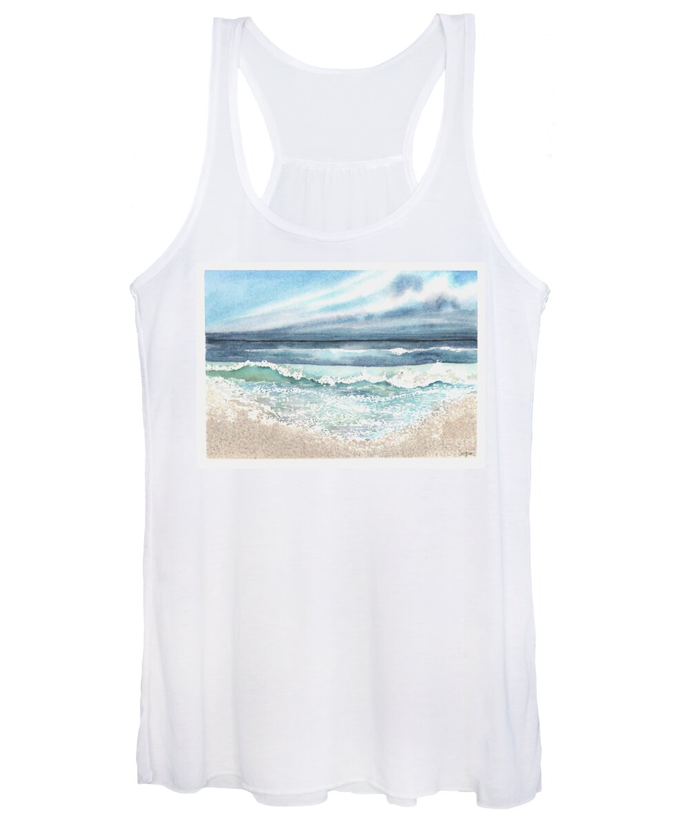 Ocean Women's Tank Top featuring the painting Seafoam Lace by Hilda Wagner