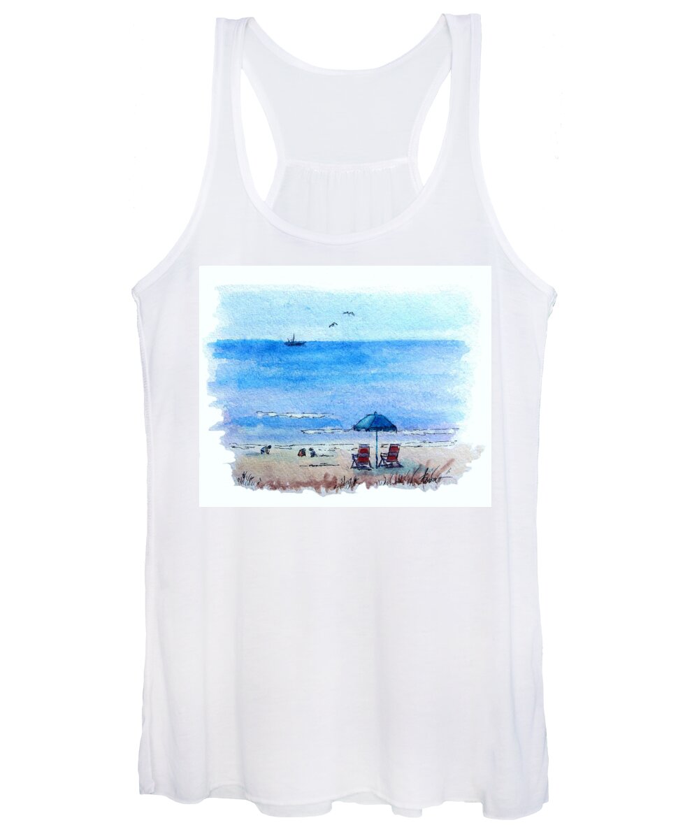 Beach Women's Tank Top featuring the painting Seagulls by Adele Bower