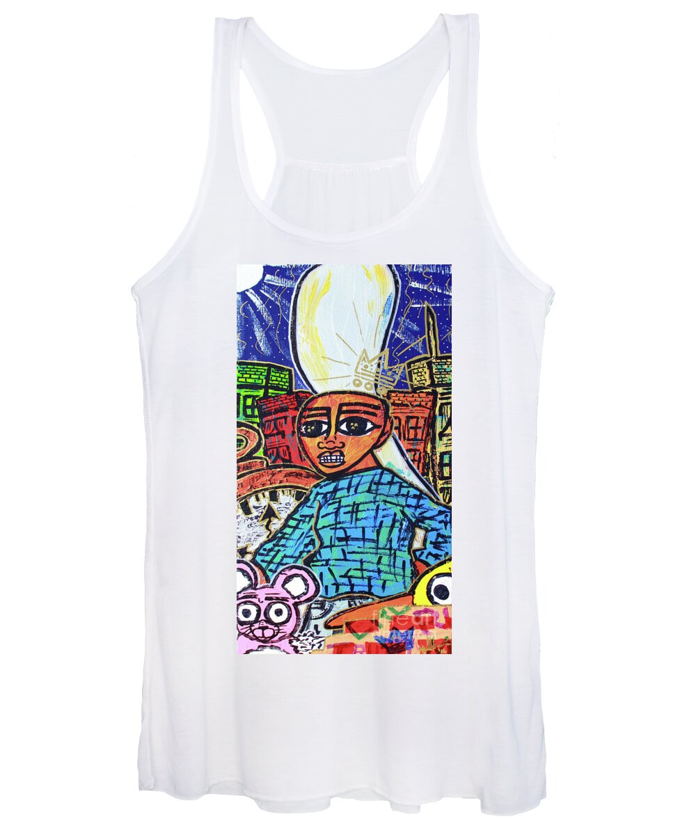  Women's Tank Top featuring the painting Searching... Hire Self by Odalo Wasikhongo