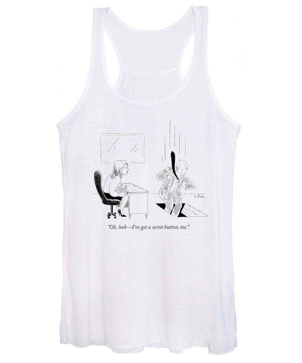 oh Women's Tank Top featuring the drawing Secret Button by Emily Flake