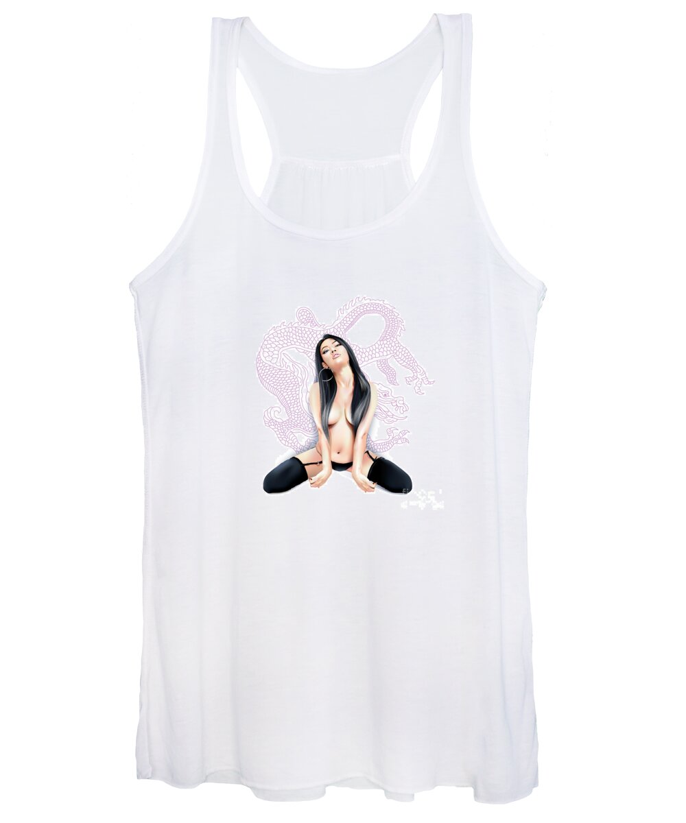 Pin-up Women's Tank Top featuring the digital art Pin-up Dragon by Brian Gibbs