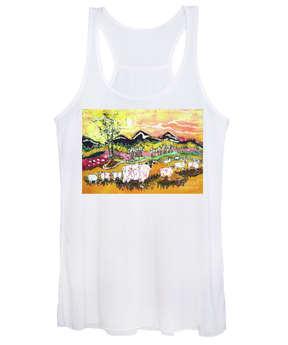 Sheep Women's Tank Top featuring the tapestry - textile Sheep on Sunny Summer Day by Carol Law Conklin