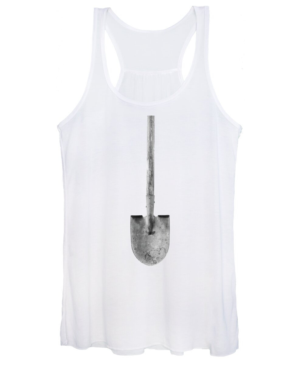 Art Women's Tank Top featuring the photograph Short Handled Shovel on Plywood 72 in BW by YoPedro
