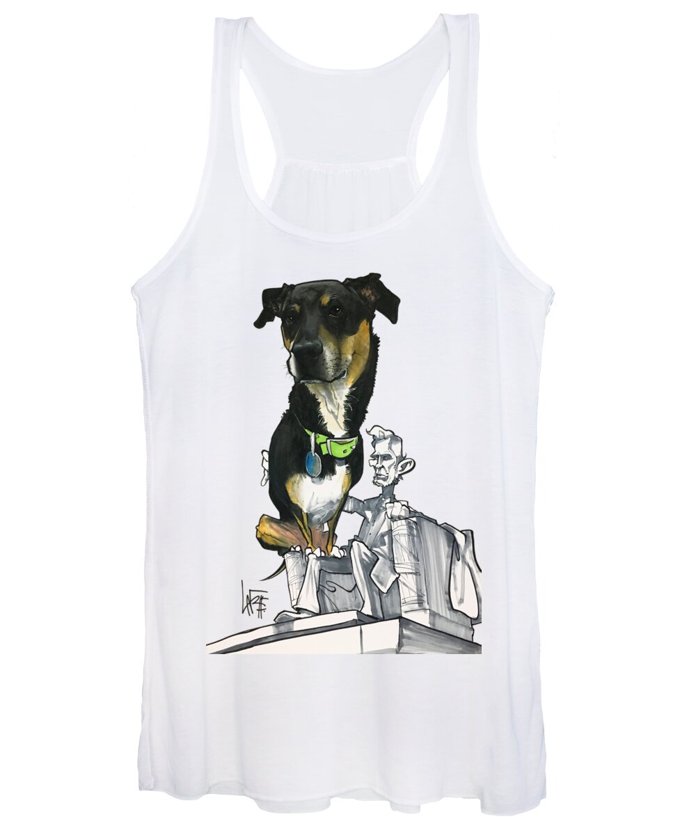 Pet Portrait Women's Tank Top featuring the drawing Silverman 3012 by Canine Caricatures By John LaFree