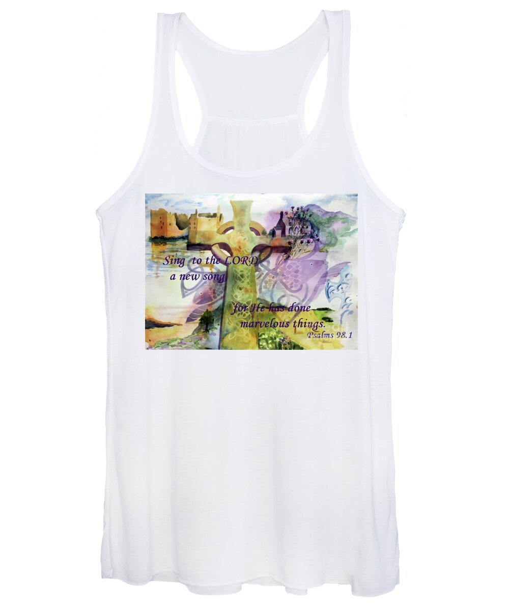 Christian Art Women's Tank Top featuring the painting Sing a New Song by Maria Hunt