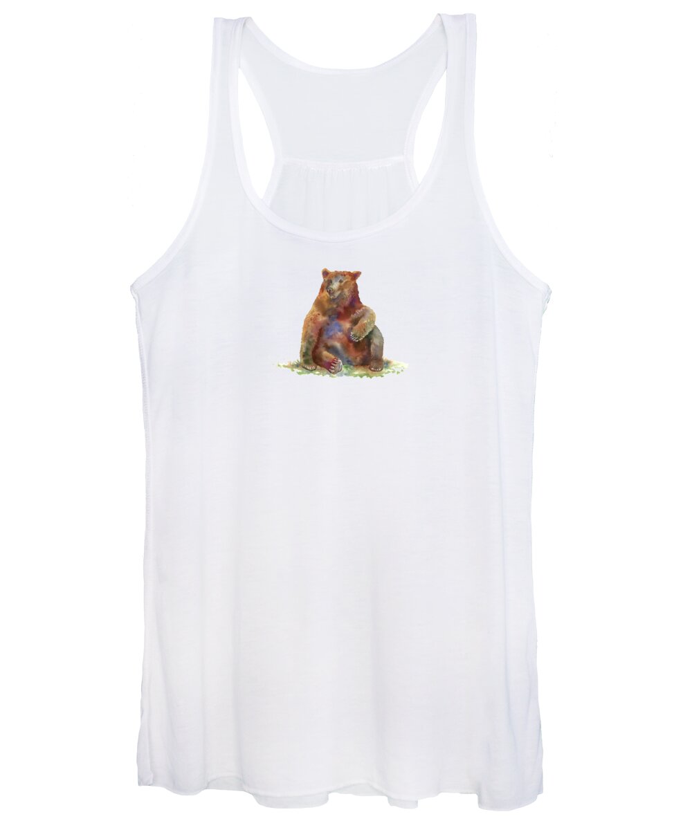 Watercolor Bear Women's Tank Top featuring the painting Sitting Bear by Amy Kirkpatrick