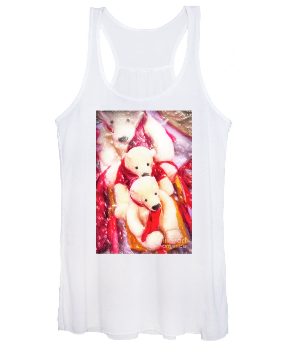 Sled With Papa Bear Women's Tank Top featuring the painting Sled with Papa Bear by David Millenheft