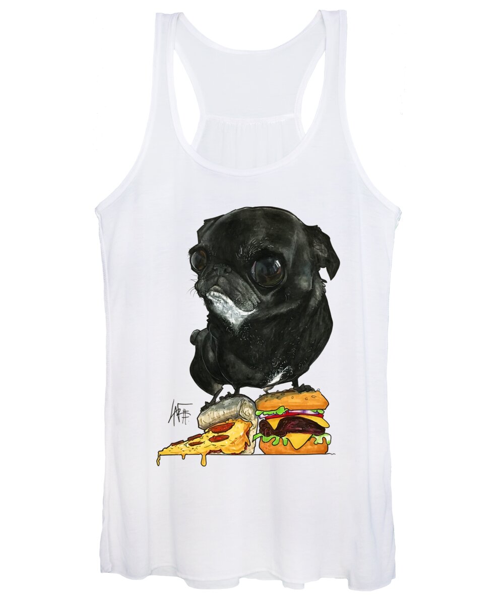 Pet Portrait Women's Tank Top featuring the drawing Smith 3298 by Canine Caricatures By John LaFree