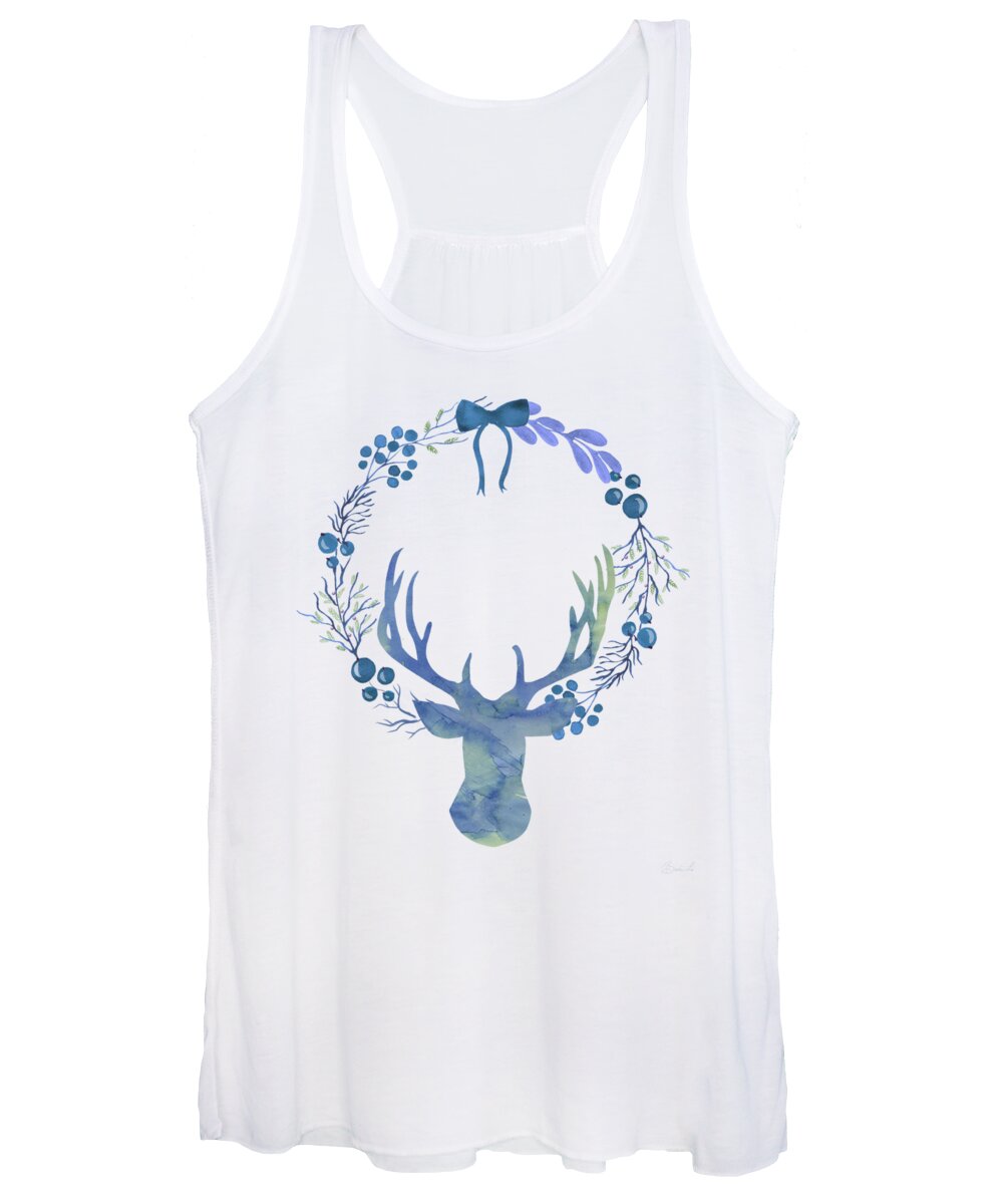 Winter Women's Tank Top featuring the painting Snow On The Evergreens by Little Bunny Sunshine
