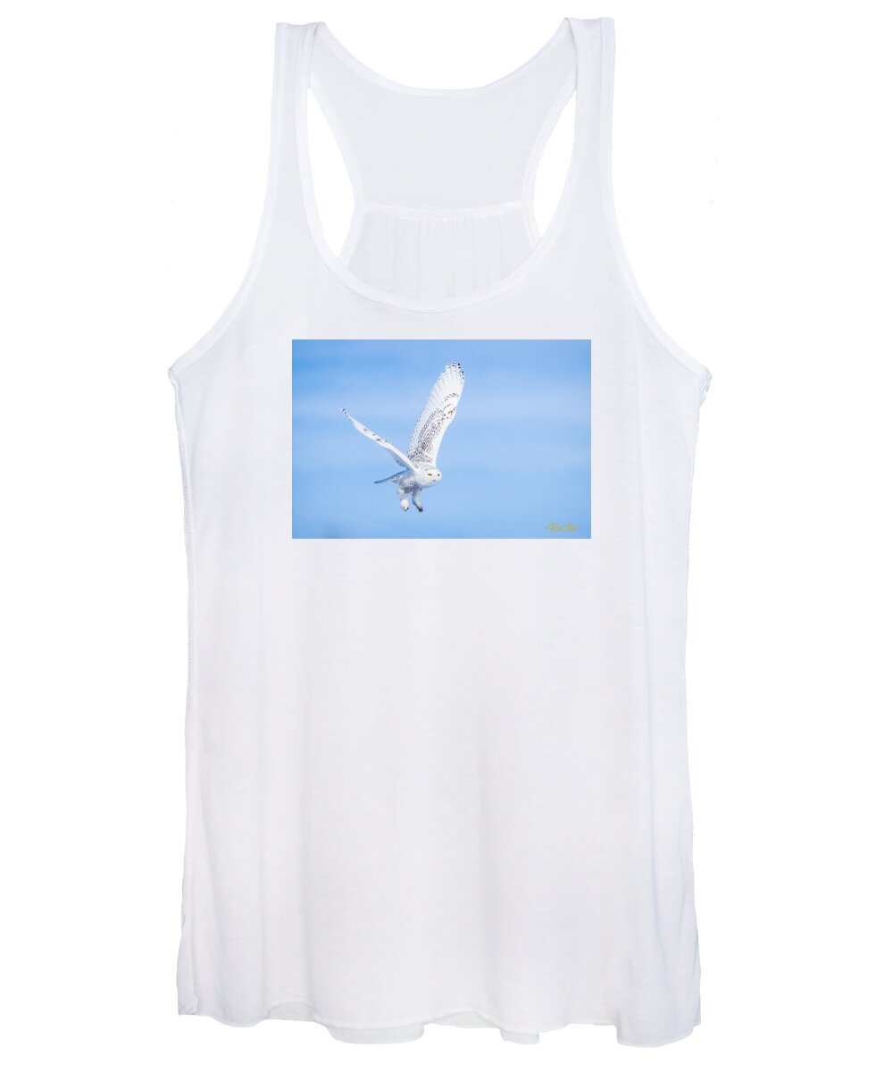 Animals Women's Tank Top featuring the photograph Snowy Owls Soaring by Rikk Flohr