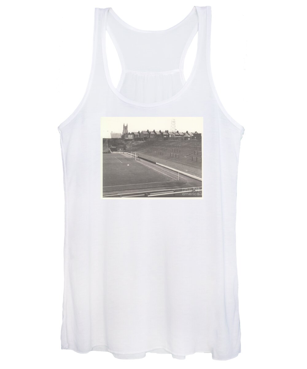  Women's Tank Top featuring the photograph Southend United - Roots Hall - South End Terrace 1 - BW - 1960s by Legendary Football Grounds