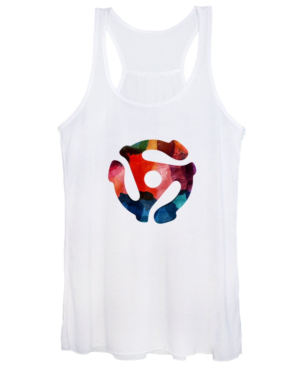 Music Women's Tank Top featuring the painting Spinning 45- Art by Linda Woods by Linda Woods
