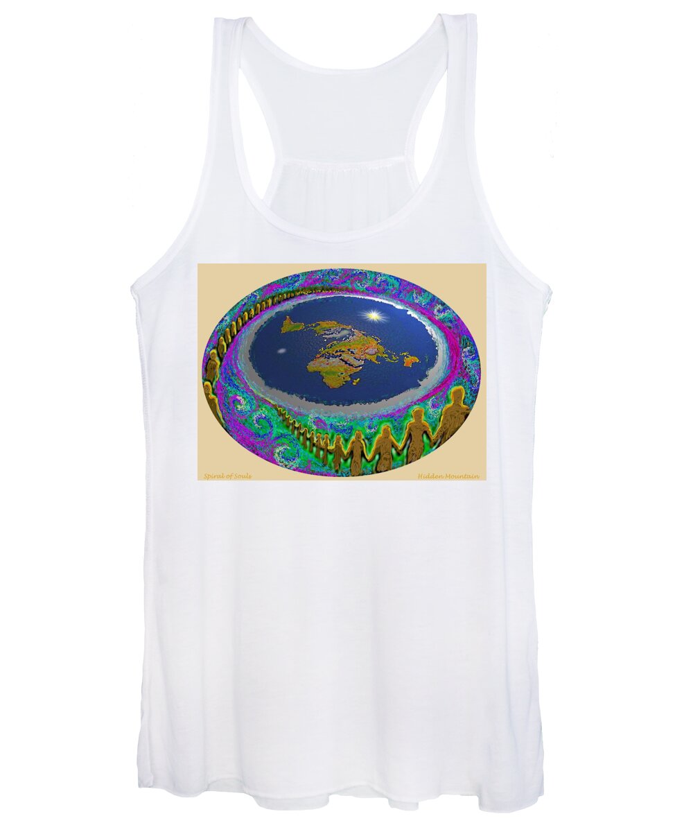 Souls Women's Tank Top featuring the painting Spiral of Souls Flat Earth by Hidden Mountain