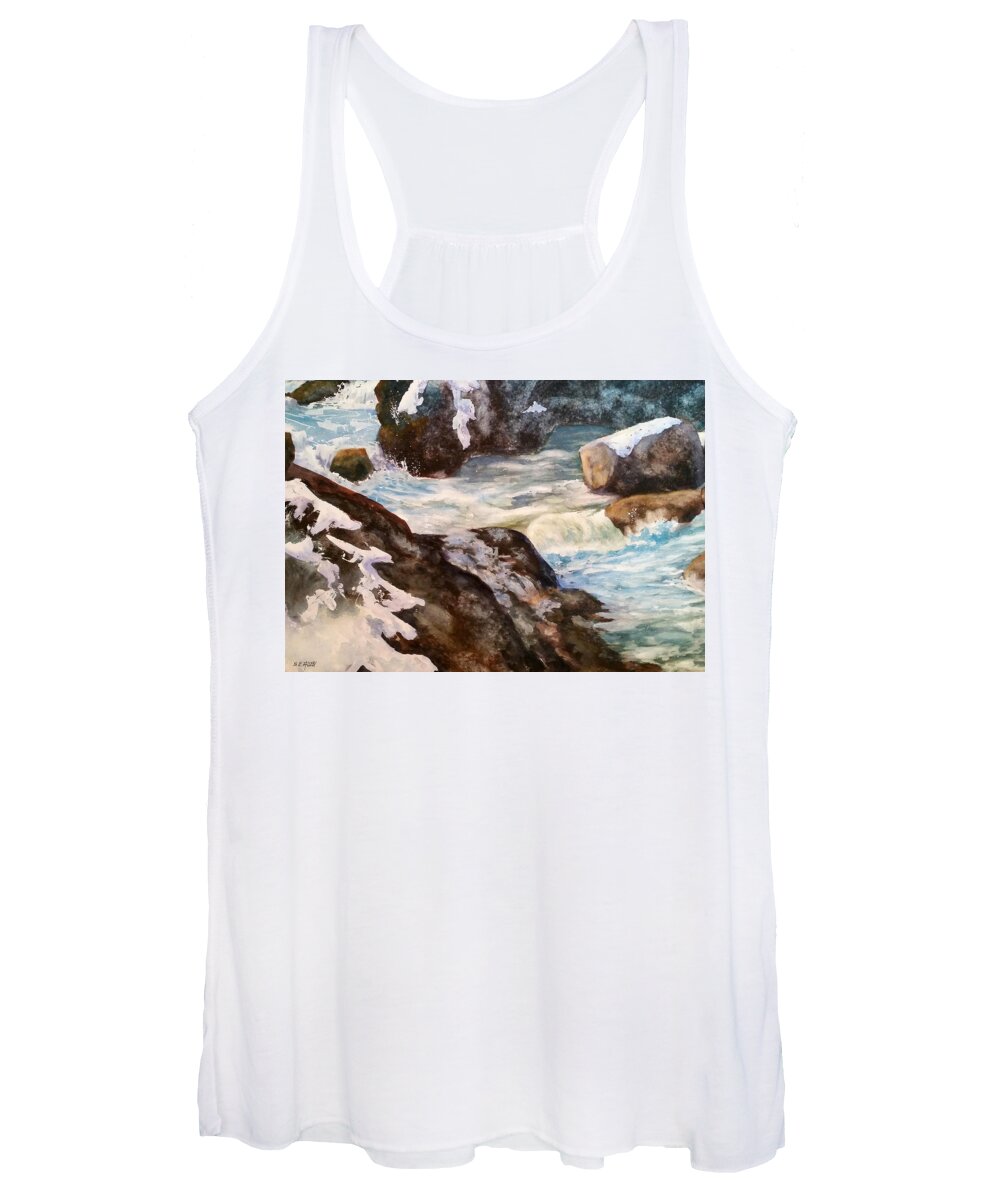Waterfall Women's Tank Top featuring the painting Spring Thaw by Sharon E Allen