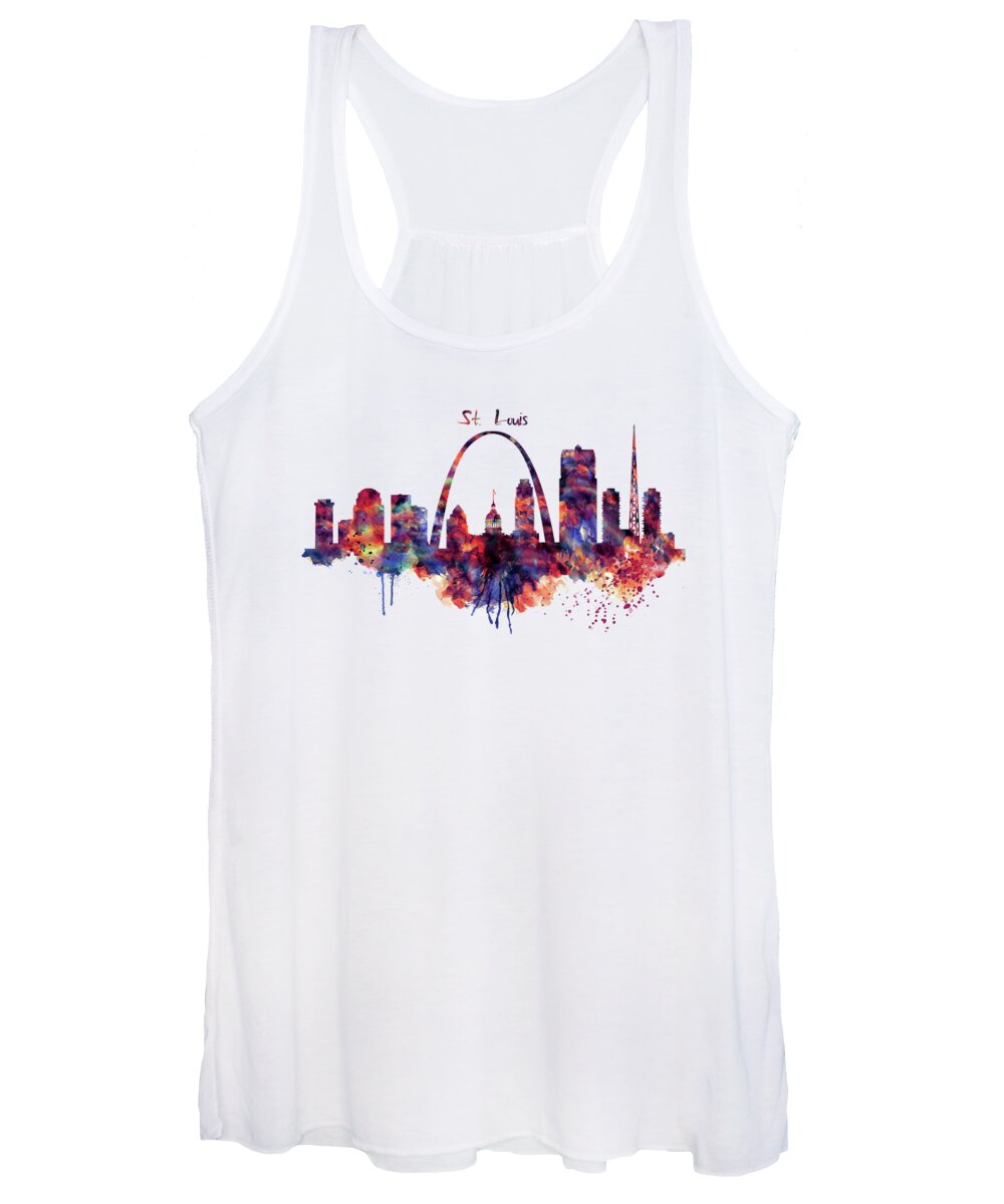 St Louis Women's Tank Top featuring the painting St Louis Skyline by Marian Voicu