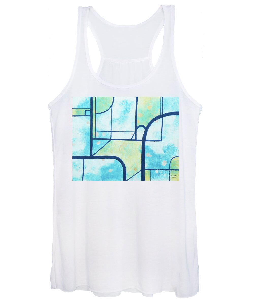 Lines Women's Tank Top featuring the painting Stained Glass Sky by Stefanie Forck