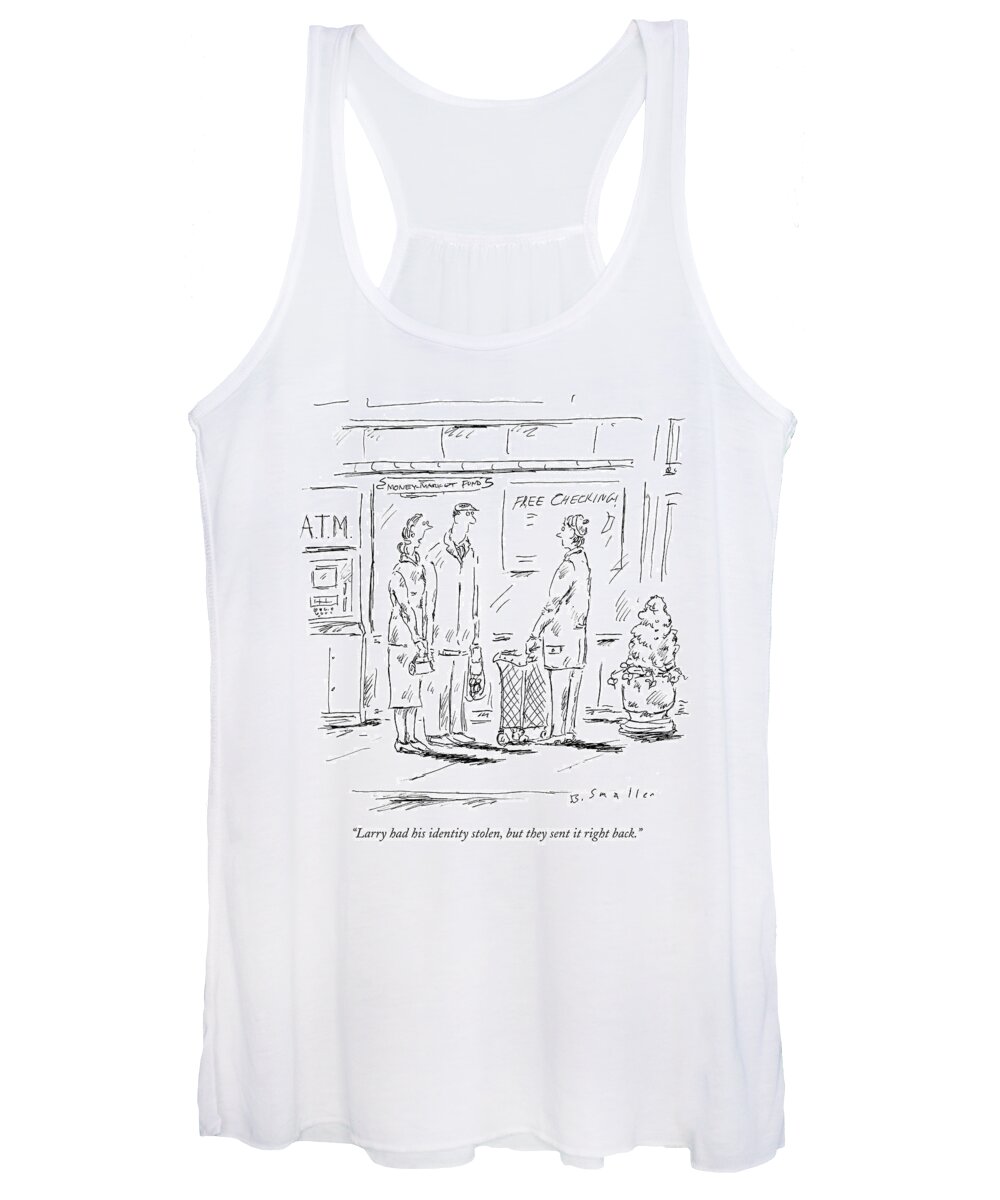 Identity Women's Tank Top featuring the drawing Stolen Identity by Barbara Smaller