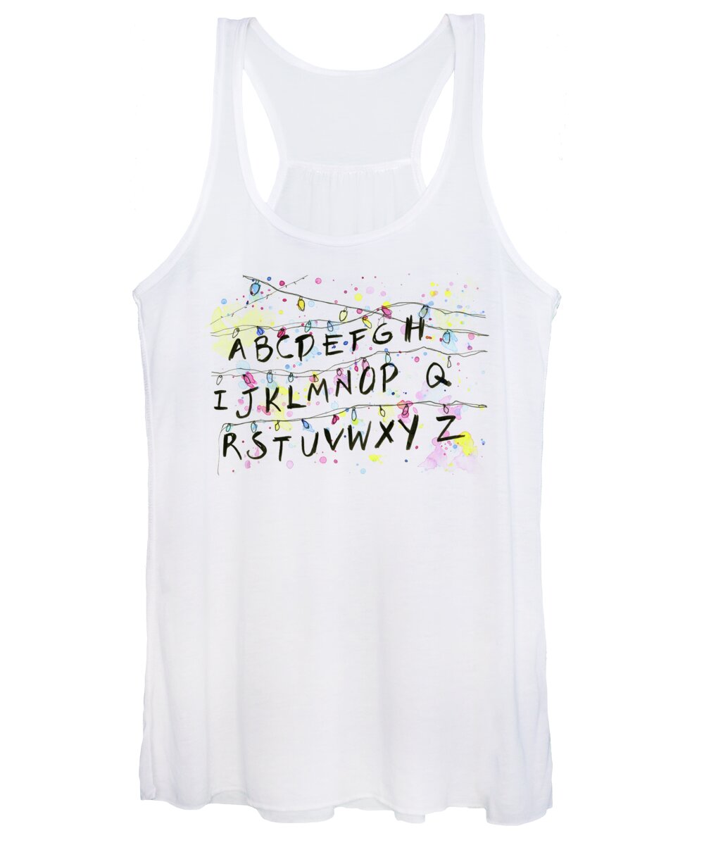 Lights Women's Tank Top featuring the painting Stranger Things Alphabet Wall Christmas Lights by Olga Shvartsur