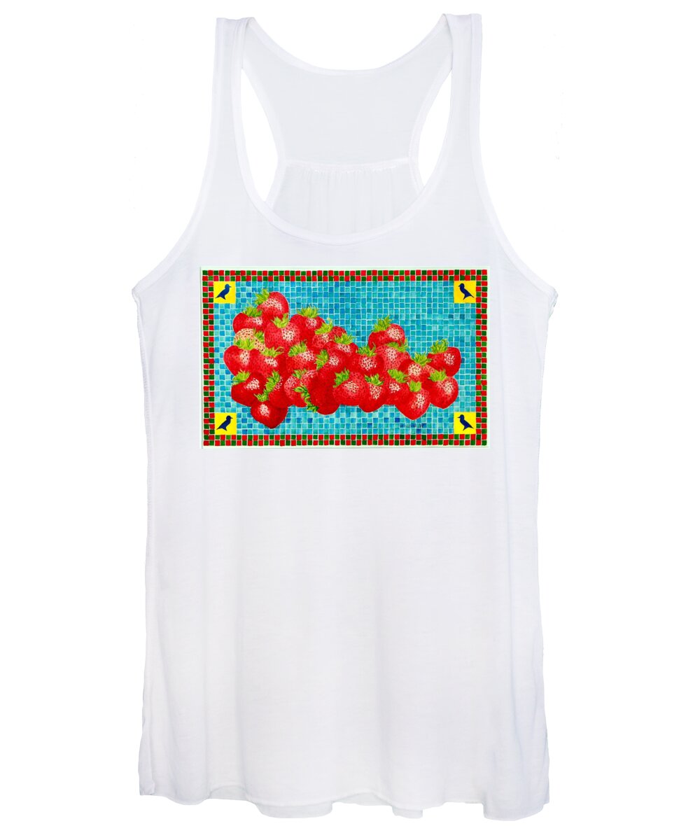 Genre Women's Tank Top featuring the painting Strawberry Mosaic by Thomas Gronowski