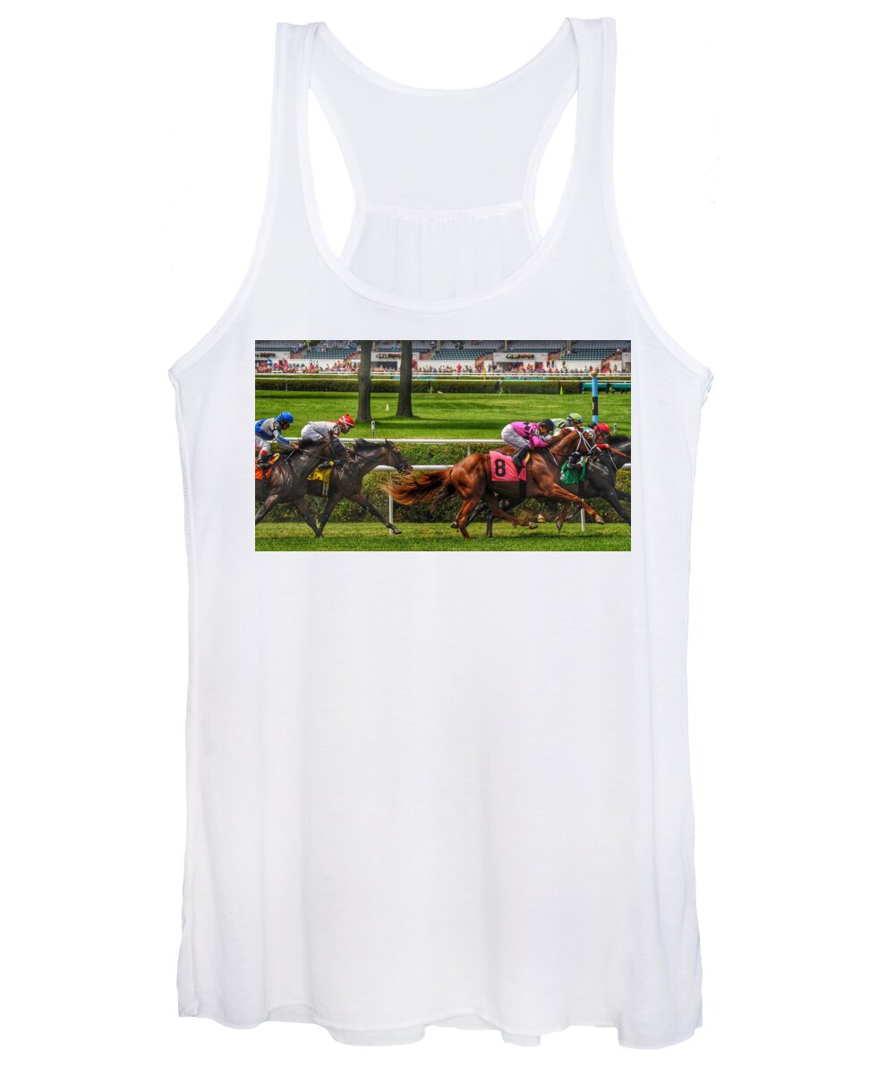 Race Horses Women's Tank Top featuring the photograph Striving by Jeffrey Perkins