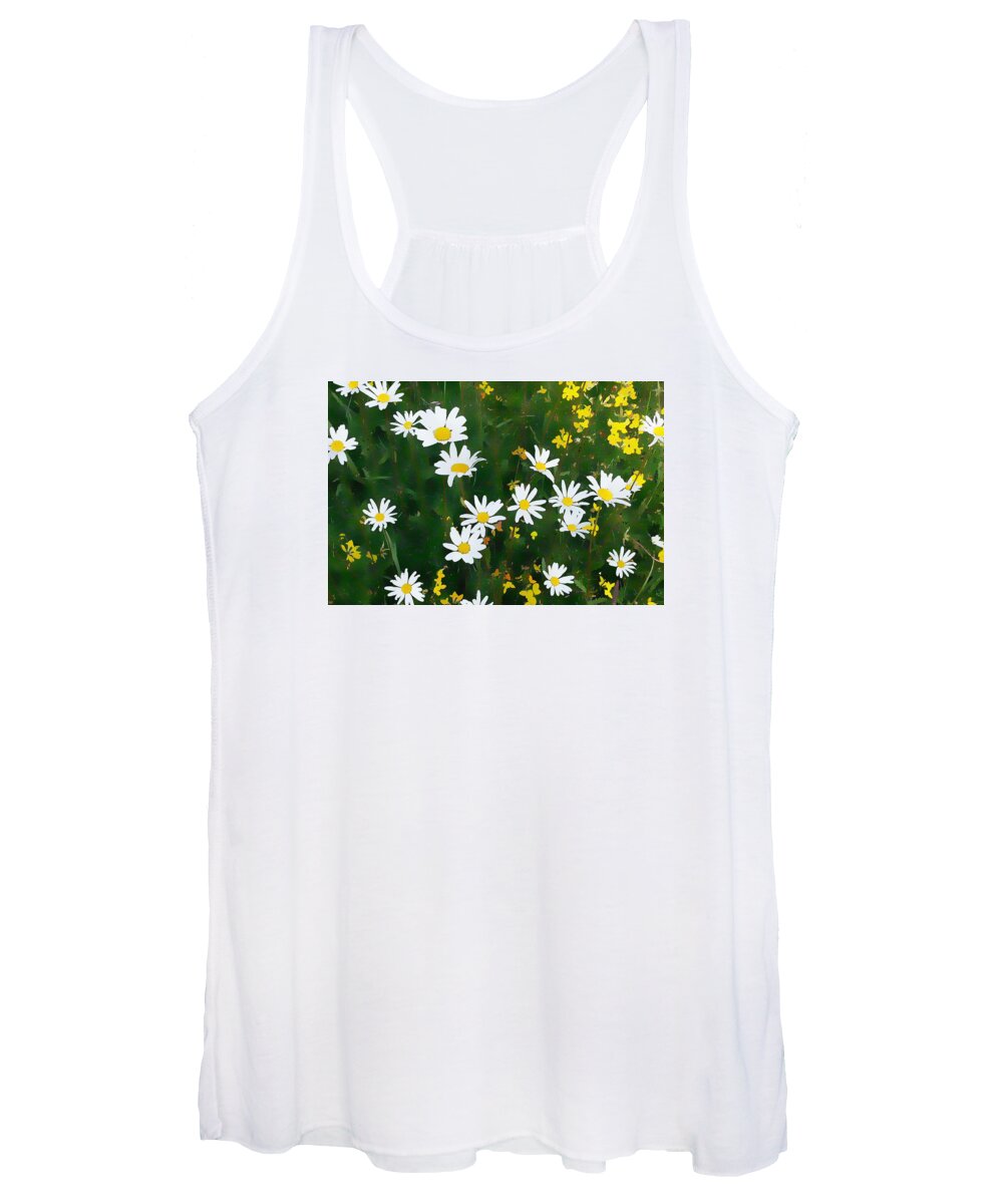 Daisies Women's Tank Top featuring the digital art Summer Daisies by Julian Perry