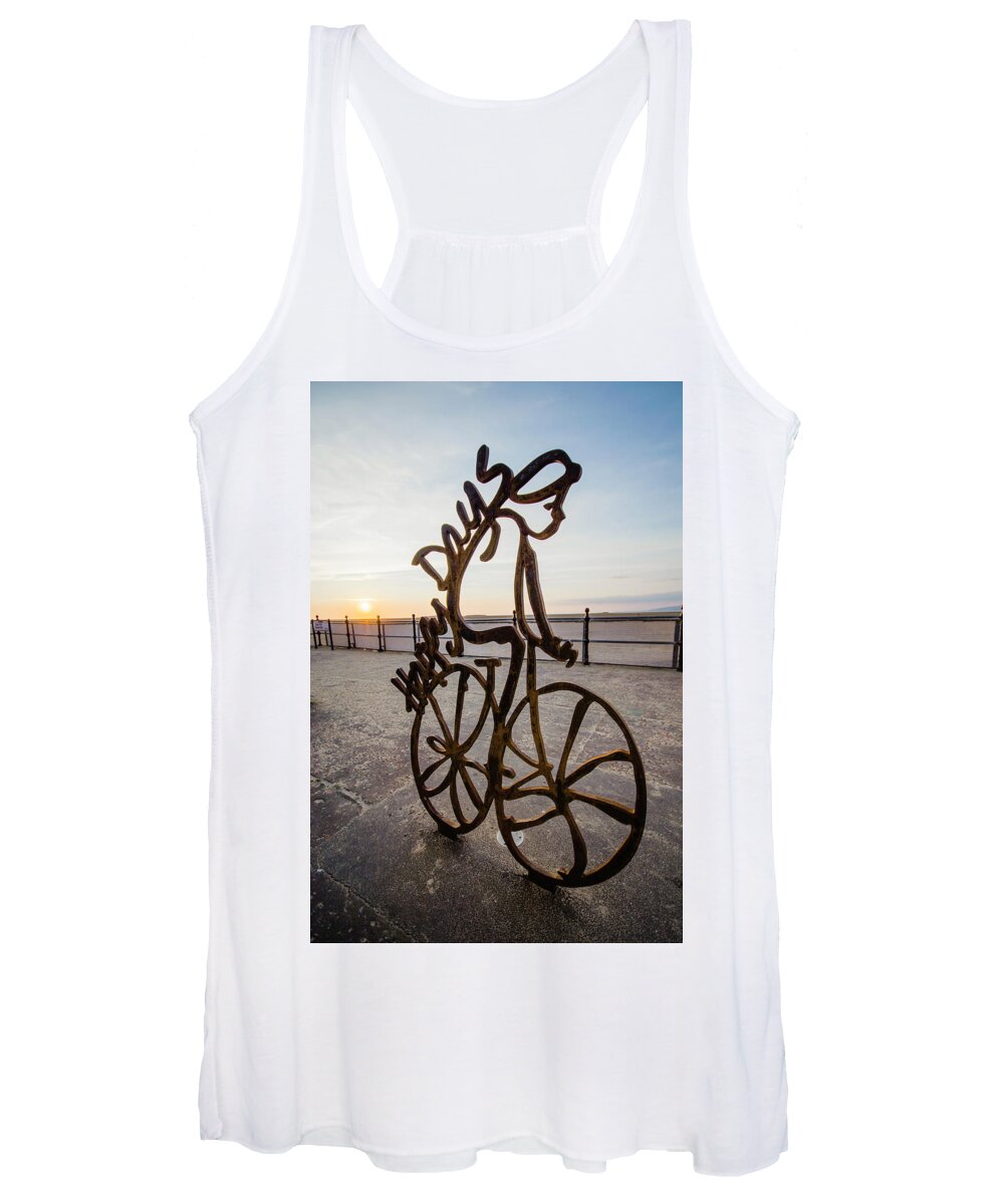 Statue Women's Tank Top featuring the photograph Sunset Rider by Spikey Mouse Photography