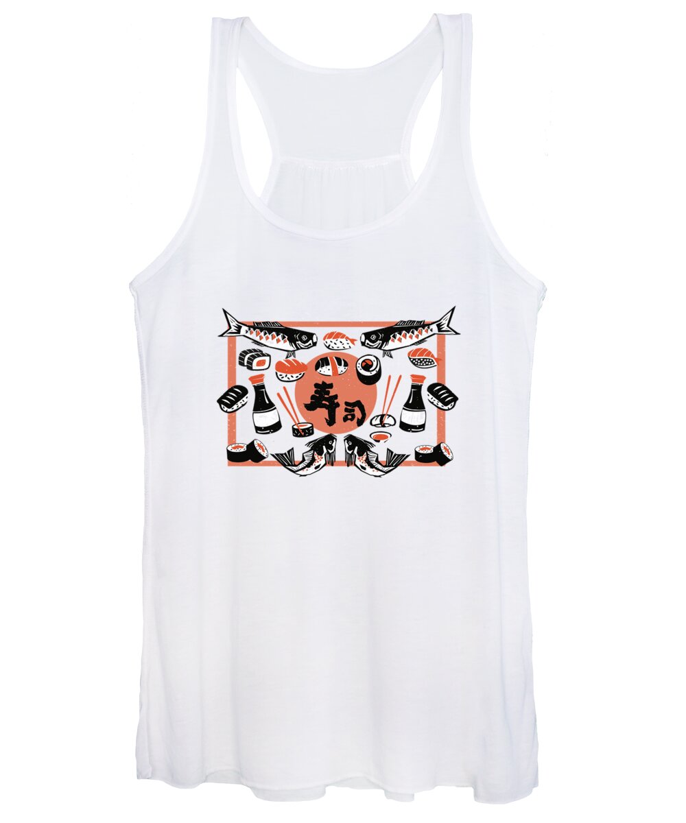 Painting Women's Tank Top featuring the painting Sushi And Soy Sauce by Little Bunny Sunshine