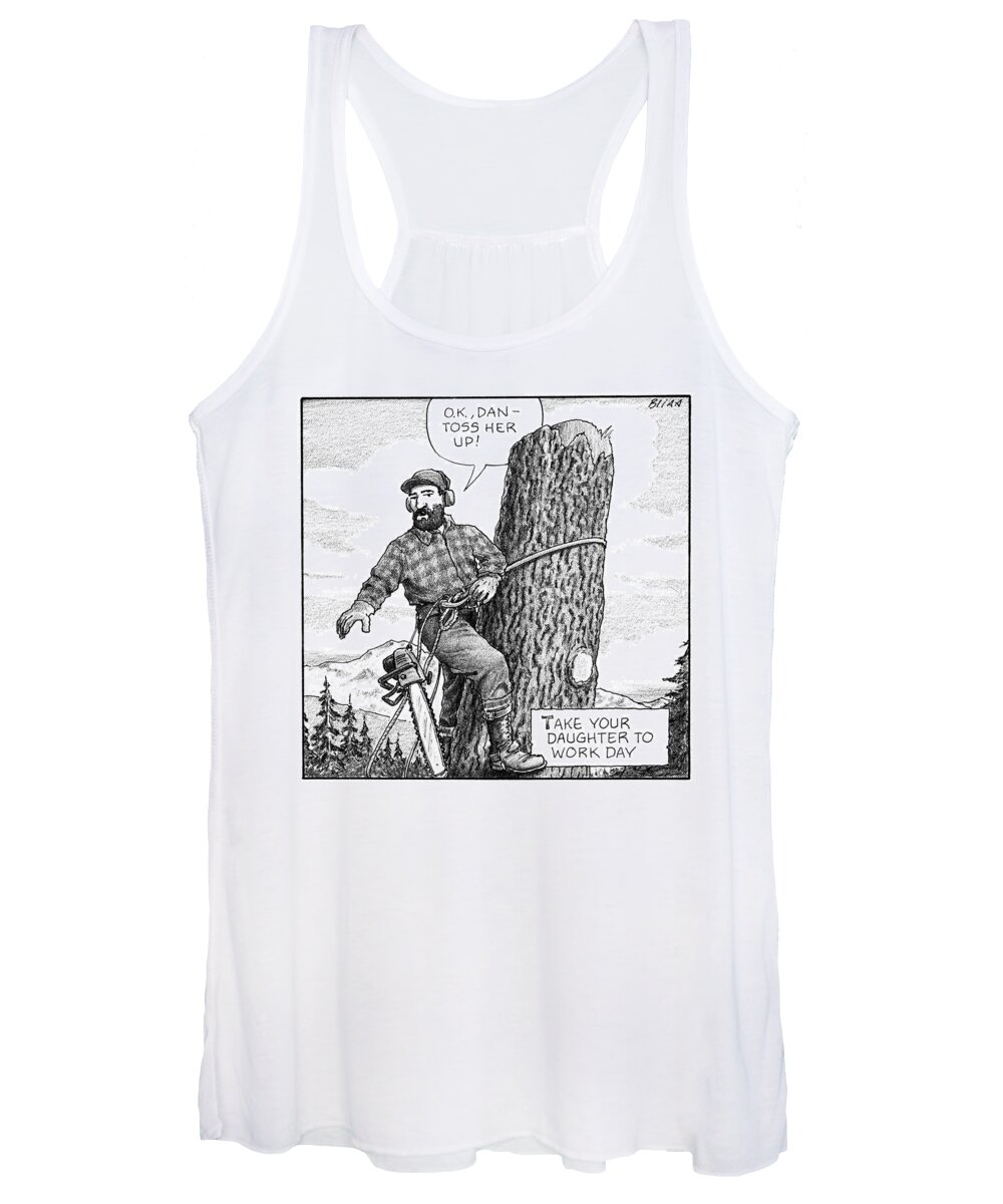 Take Your Daughter To Work Day Women's Tank Top featuring the drawing Take Your Daughter To Work Day by Harry Bliss