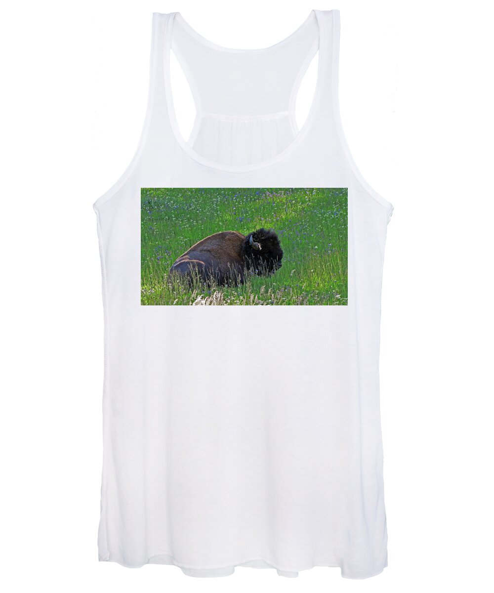 Bison Women's Tank Top featuring the photograph Taking time out by Ross Kestin