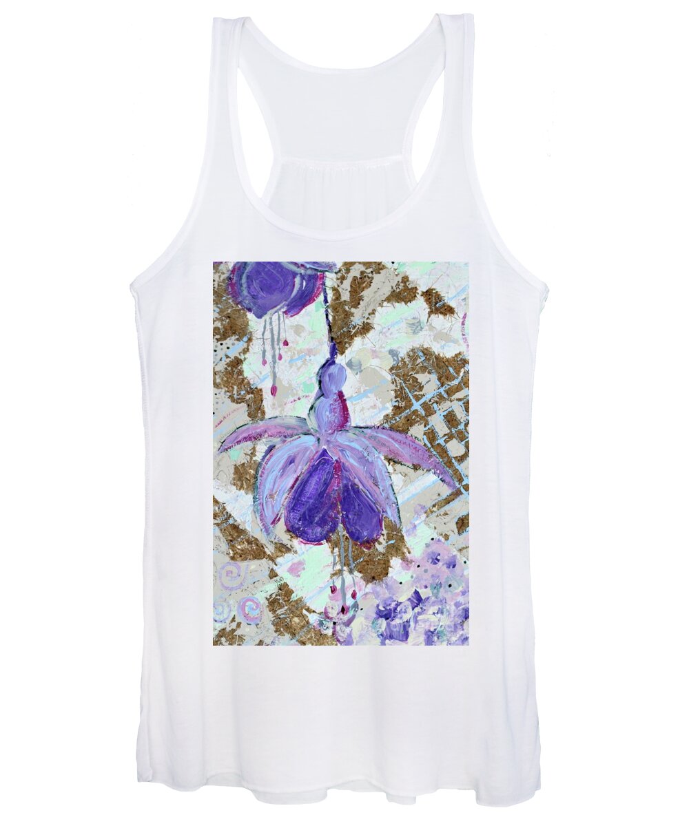 Fuchsia Women's Tank Top featuring the mixed media Textured Fuchsias by Tracey Lee Cassin