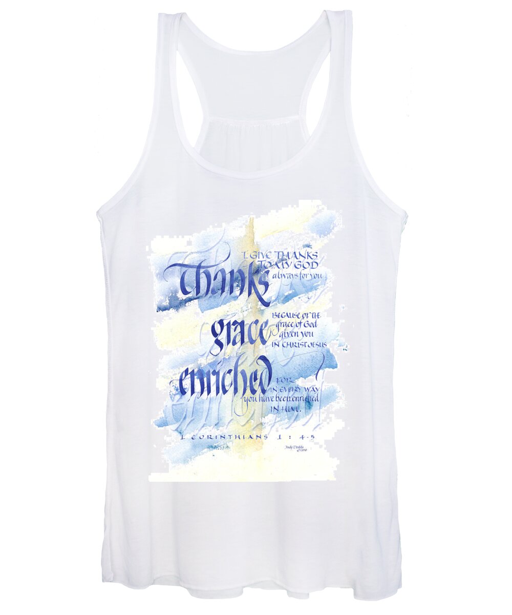 Bible Books Women's Tank Top featuring the painting Thanks Grace  by Judy Dodds
