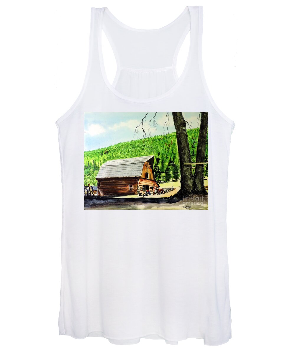 Wyoming Women's Tank Top featuring the painting That Barn From That Movie by Tom Riggs