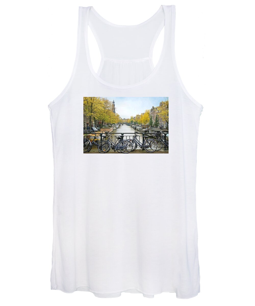Amsterdam Women's Tank Top featuring the photograph The Bicycle City of Amsterdam by David Birchall