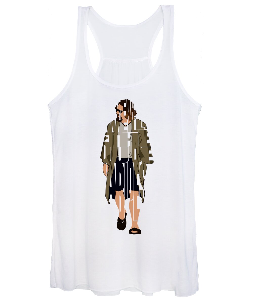 The Big Lebowski Women's Tank Top featuring the digital art The Big Lebowski Inspired The Dude Typography Artwork by Inspirowl Design