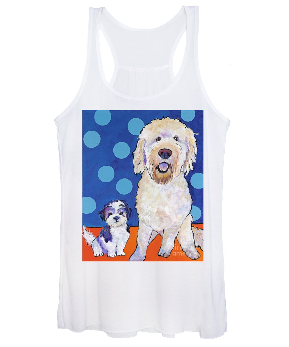 Pet Portraits Women's Tank Top featuring the painting The Blues Brothers by Pat Saunders-White