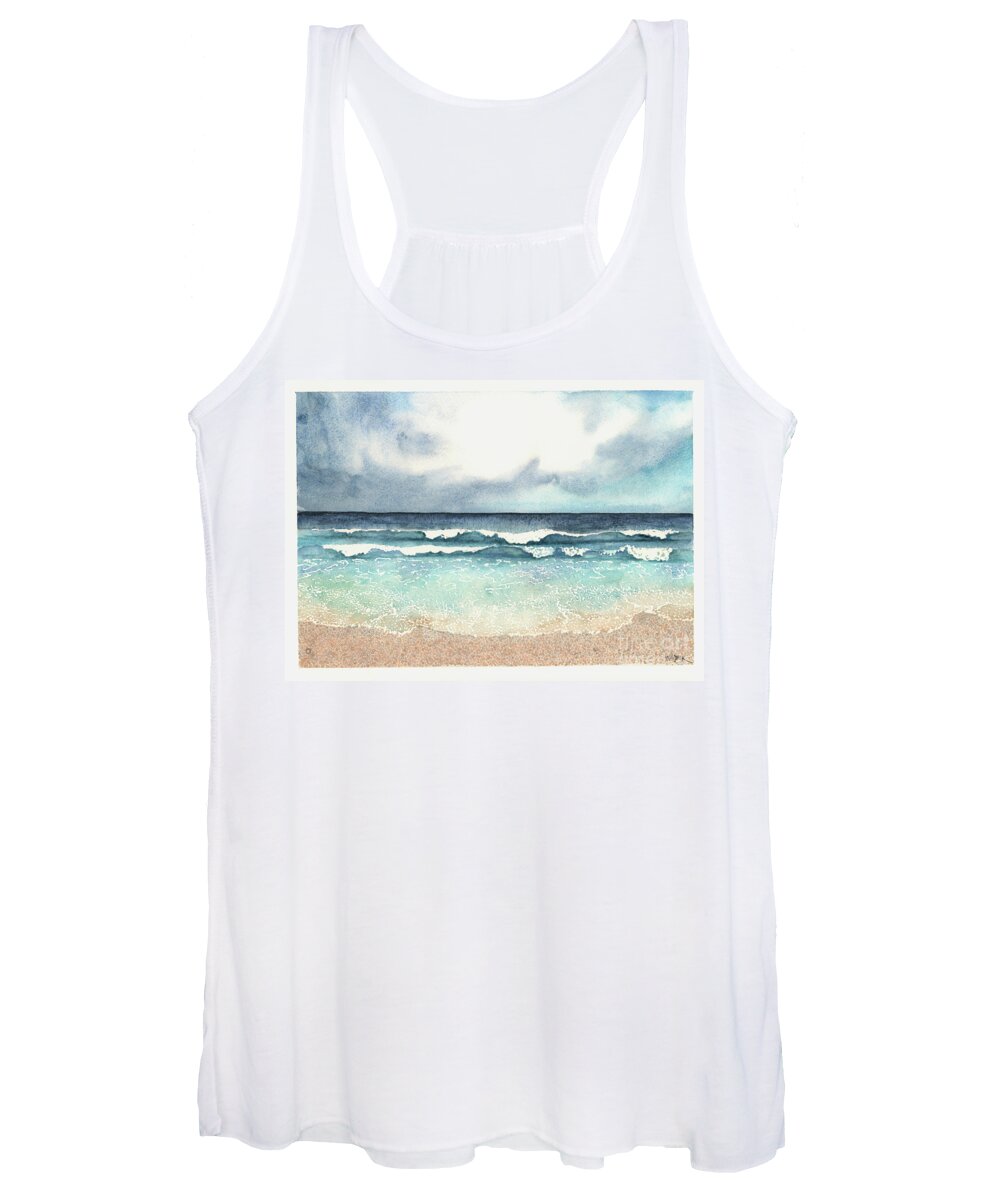 Beach Women's Tank Top featuring the painting The Forecast for Today by Hilda Wagner