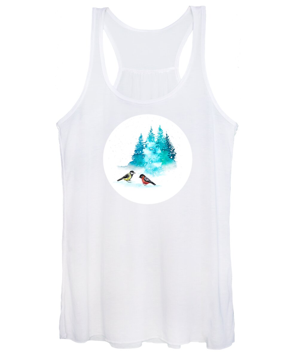 Winter Women's Tank Top featuring the painting The Heart Of Winter by Little Bunny Sunshine