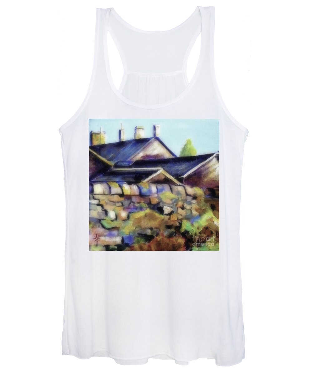 Scotland Women's Tank Top featuring the painting The Home Behind The Wall by Jodie Marie Anne Richardson Traugott     aka jm-ART