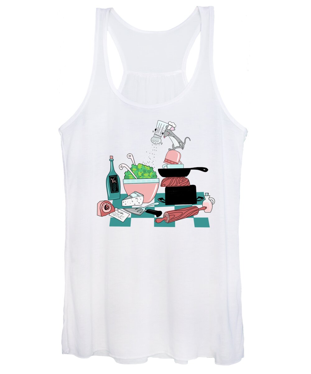 Cute Women's Tank Top featuring the painting The Hungry Mouse by Little Bunny Sunshine